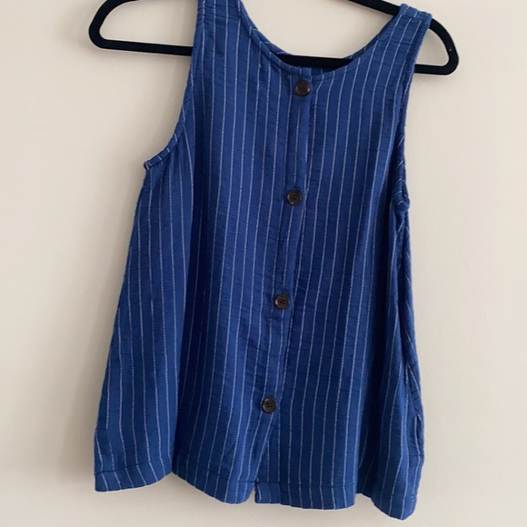 Blue tank with white stripes and button back details - Picture 2 of 4